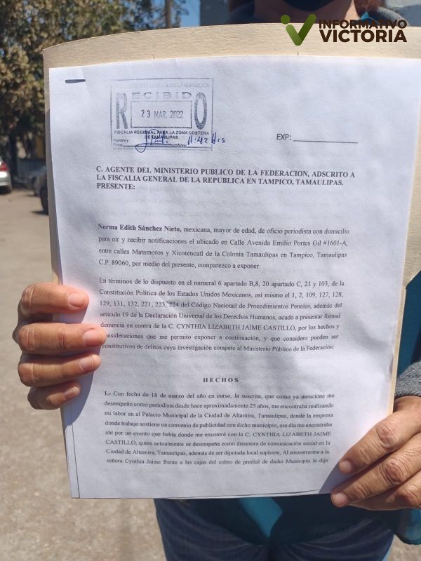 Interponen denuncia contra jefa de prensa de Altamira 