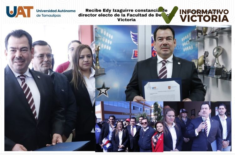 Recibe Edy Izaguirre constancia de director electo de la Facultad de Derecho Victoria.