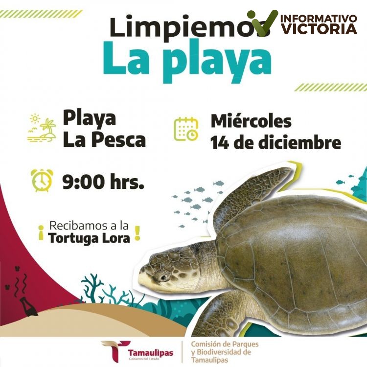 Invita gobierno de Tamaulipas a participar en jornada de limpieza en playa La Pesca.