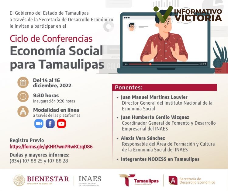 Secretaría de Desarrollo Económico anuncia ciclo de conferencias «Economía Social para Tamaulipas».