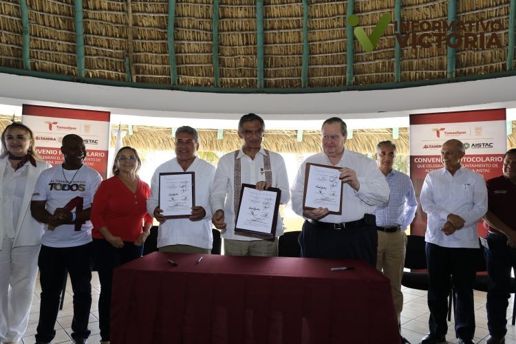 Atestigua gobernador firma de convenio entre AISTAC y gobierno de Altamira para dragar laguna; es muestra de una sociedad colaborativa, destaca