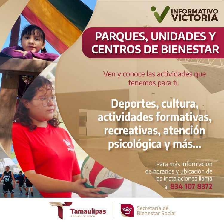 Con los Centros, Parques y Unidades de Bienestar se pretende mejorar el tejido social en Tamaulipas