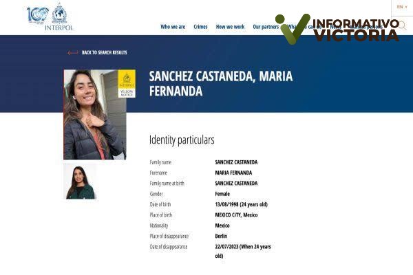 Emite ficha de búsqueda Interpol para Maria Fernanda, mexicana desaparecida en Berlín