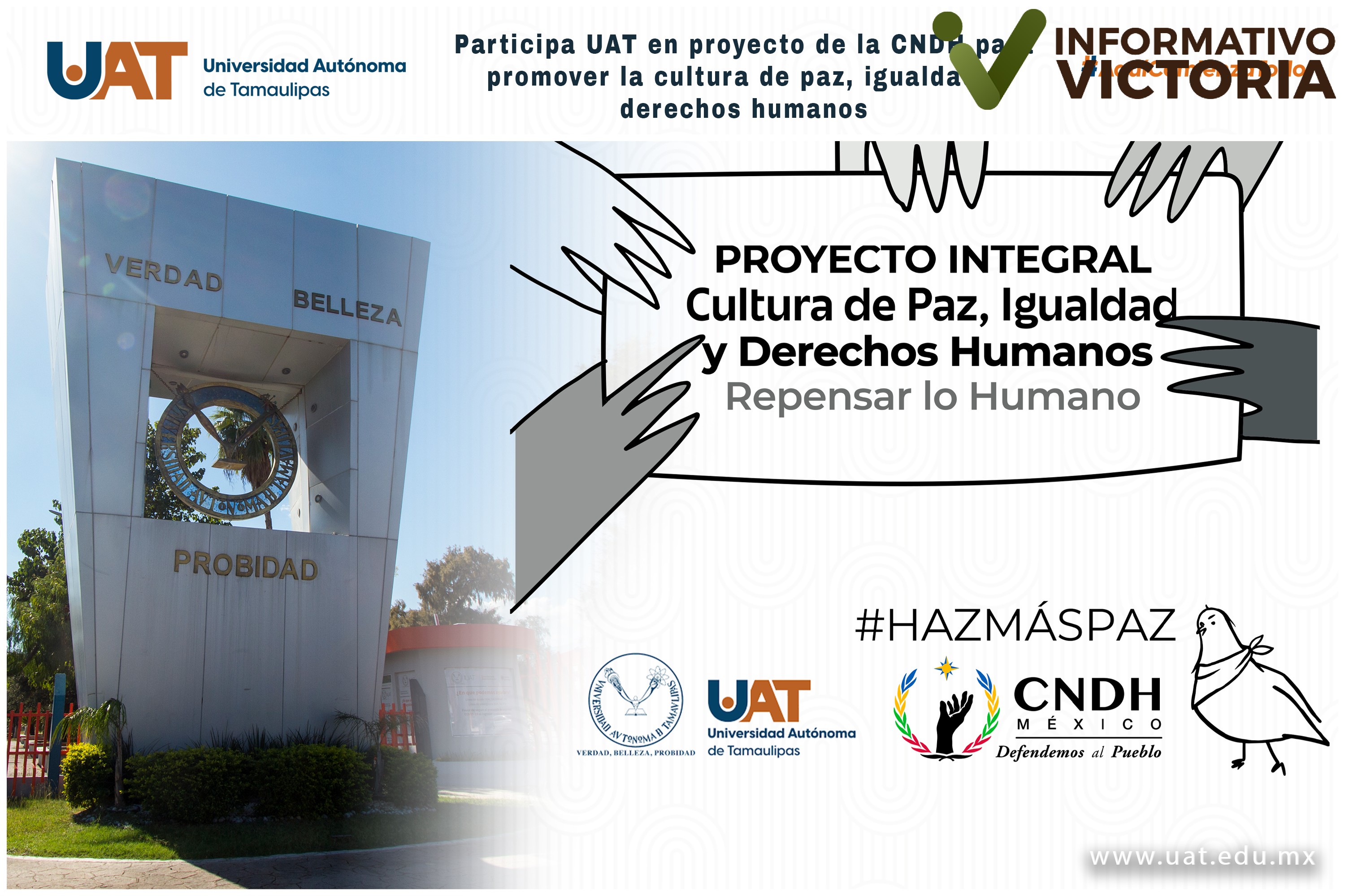 Participa UAT en el proyecto de la CNDH para promover la cultura de paz, igualdad y derechos humanos