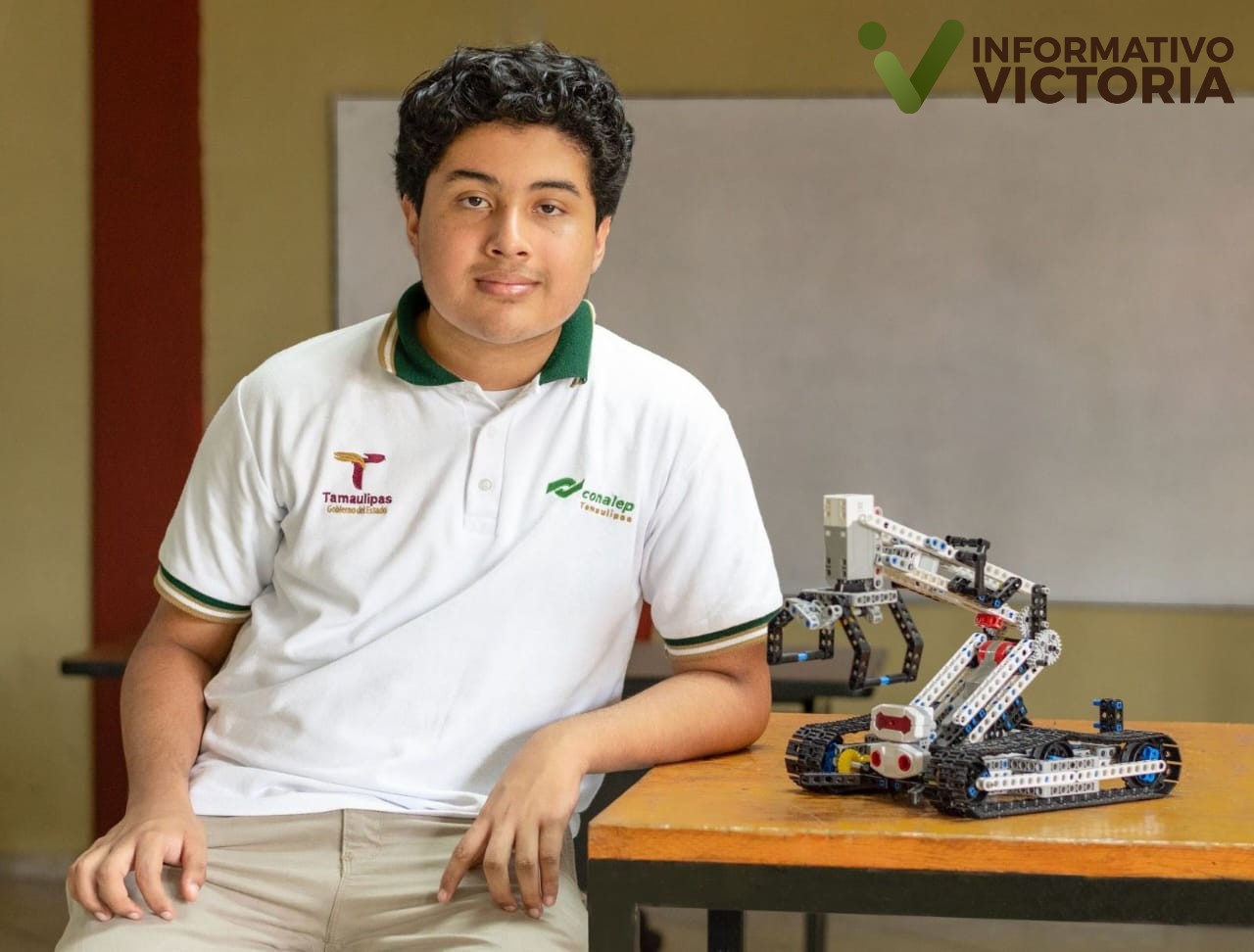 Gana estudiante del Colegio Nacional de Educación Profesional Técnica Matamoros primer lugar en Concurso Internacional de Robótica