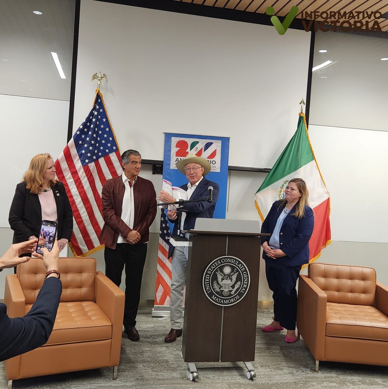 Américo y Ken Salazar fortalecen coordinación entre Tamaulipas y EU