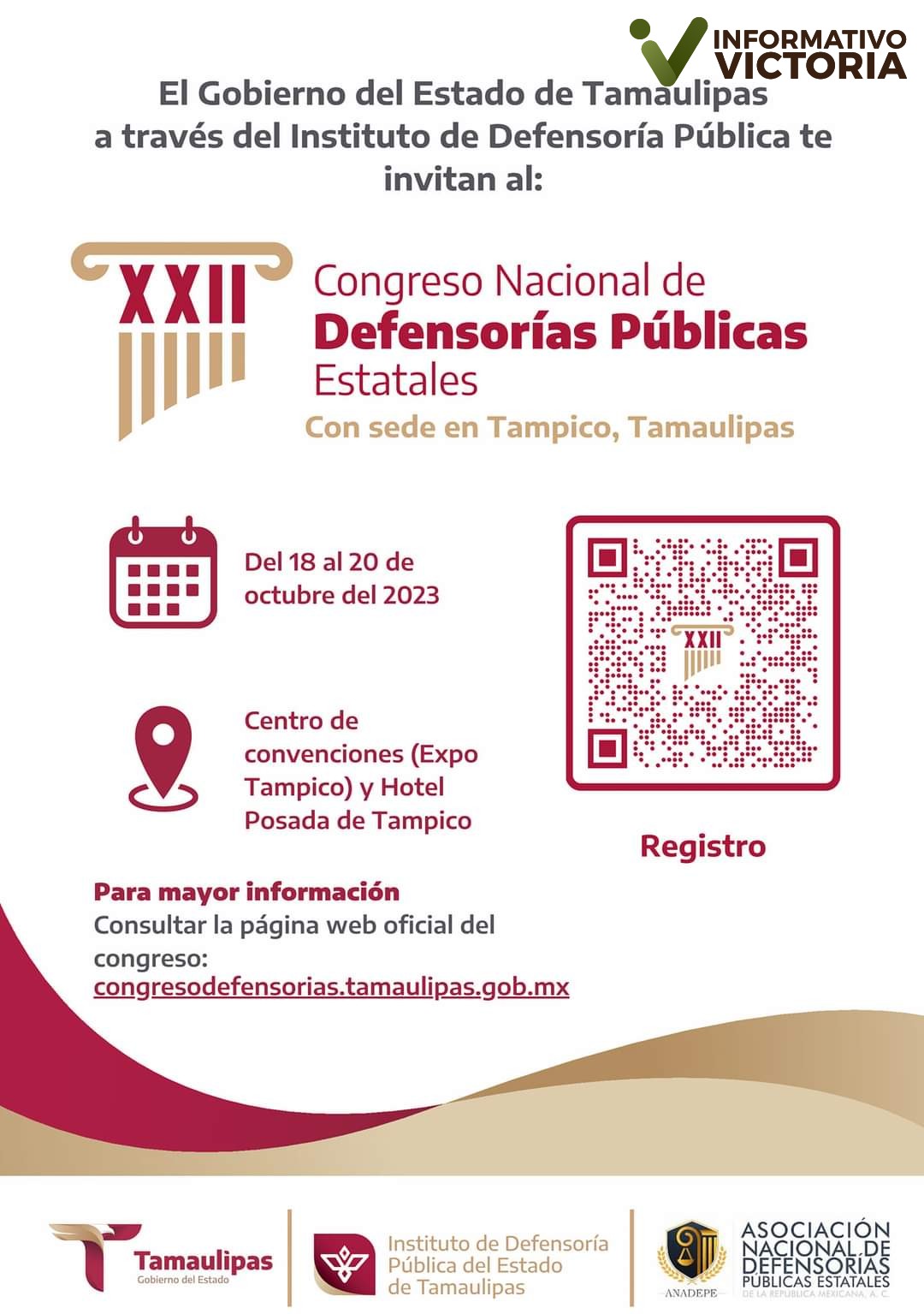 Convoca Instituto de Defensoría Pública de Tamaulipas a XXII Congreso de Defensorías Públicas, que se llevará a cabo en Tampico