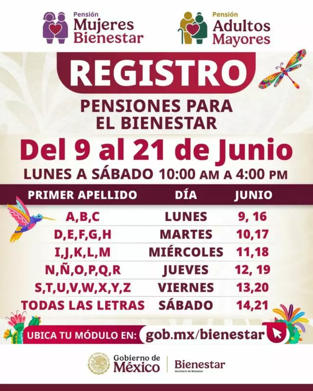 Del 9 al 21 de junio se abre registro a las Pensiones Mujeres Bienestar y  para Adultos Mayores: Ariadna Montiel