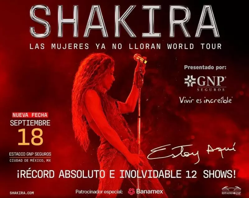Reafirma Shakira su reinado como la artista  con más fechas en el Estadio GNP Seguros