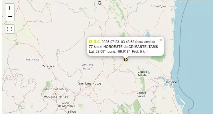 Se registra en suelo tamaulipeco un tercer sismo en lo que va de julio