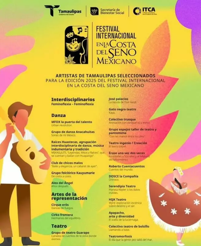 Anuncia ITCA lista de artistas tamaulipecos seleccionados para formar parte de la programación del FICSM2025