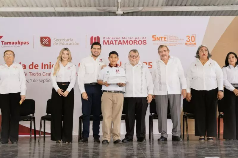 En Matamoros, secretario de Finanzas arranca Ciclo Escolar 2025–2026 en representación del gobernador Américo Villarreal