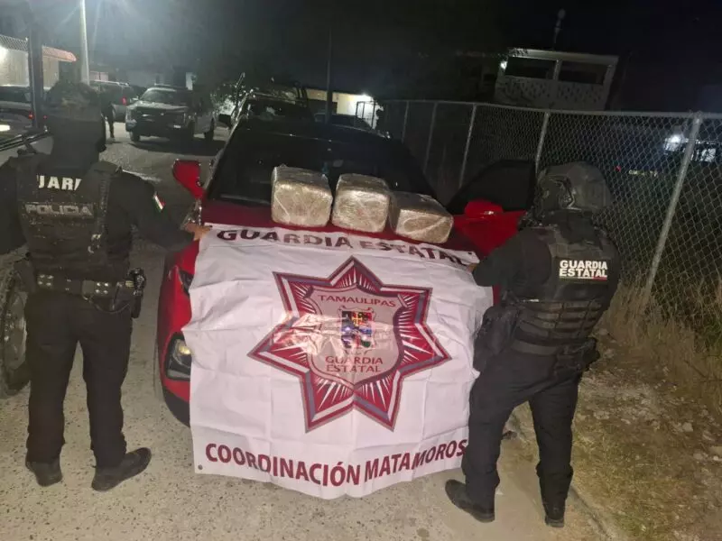 Guardia Estatal asegura vehículo con droga en Matamoros
