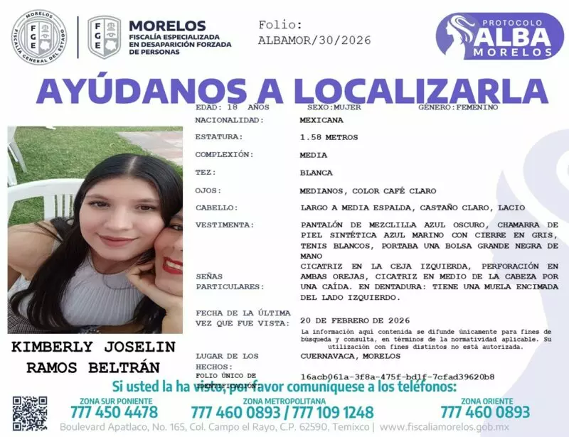 Kimberly Joselín desapareció en Morelos…