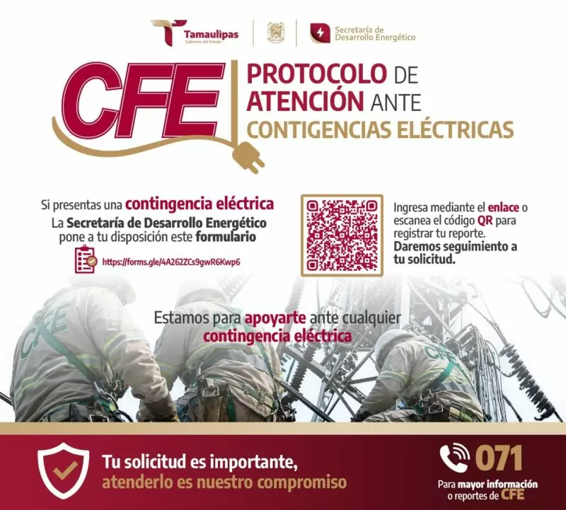 Activa SEDENER protocolo de atención a interrupciones del suministro eléctrico