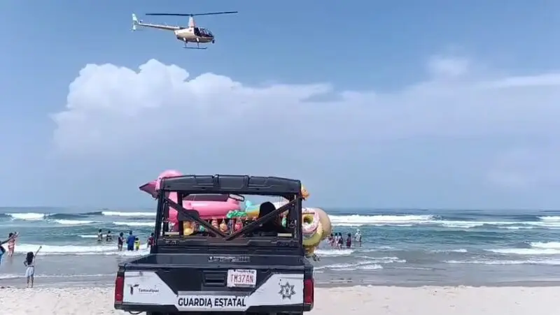 Con vigilancia aérea, refuerzan seguridad en playas tamaulipecas