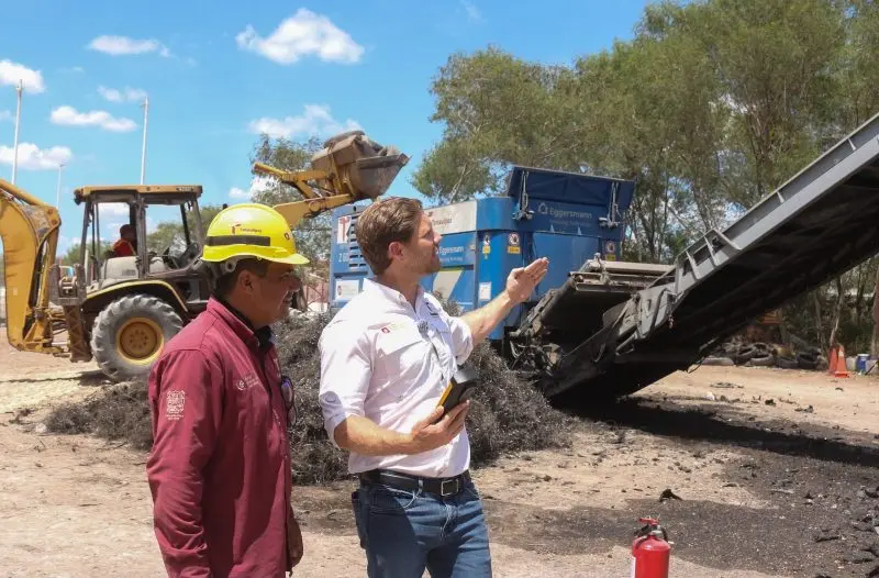 Reduce SEDUMA los riesgos sanitarios y ambientales con trituración de llantas en Reynosa